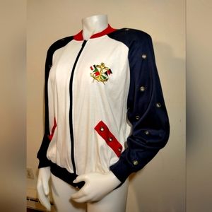 Vintage Peter Popovitch red white and blue zip up sweater